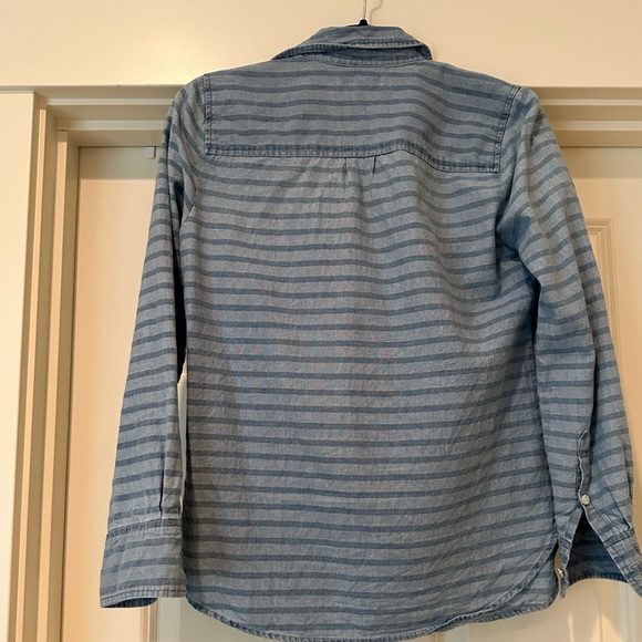 Striped Popover J. Crew Chambray Color Blouse - Picture 3 of 6